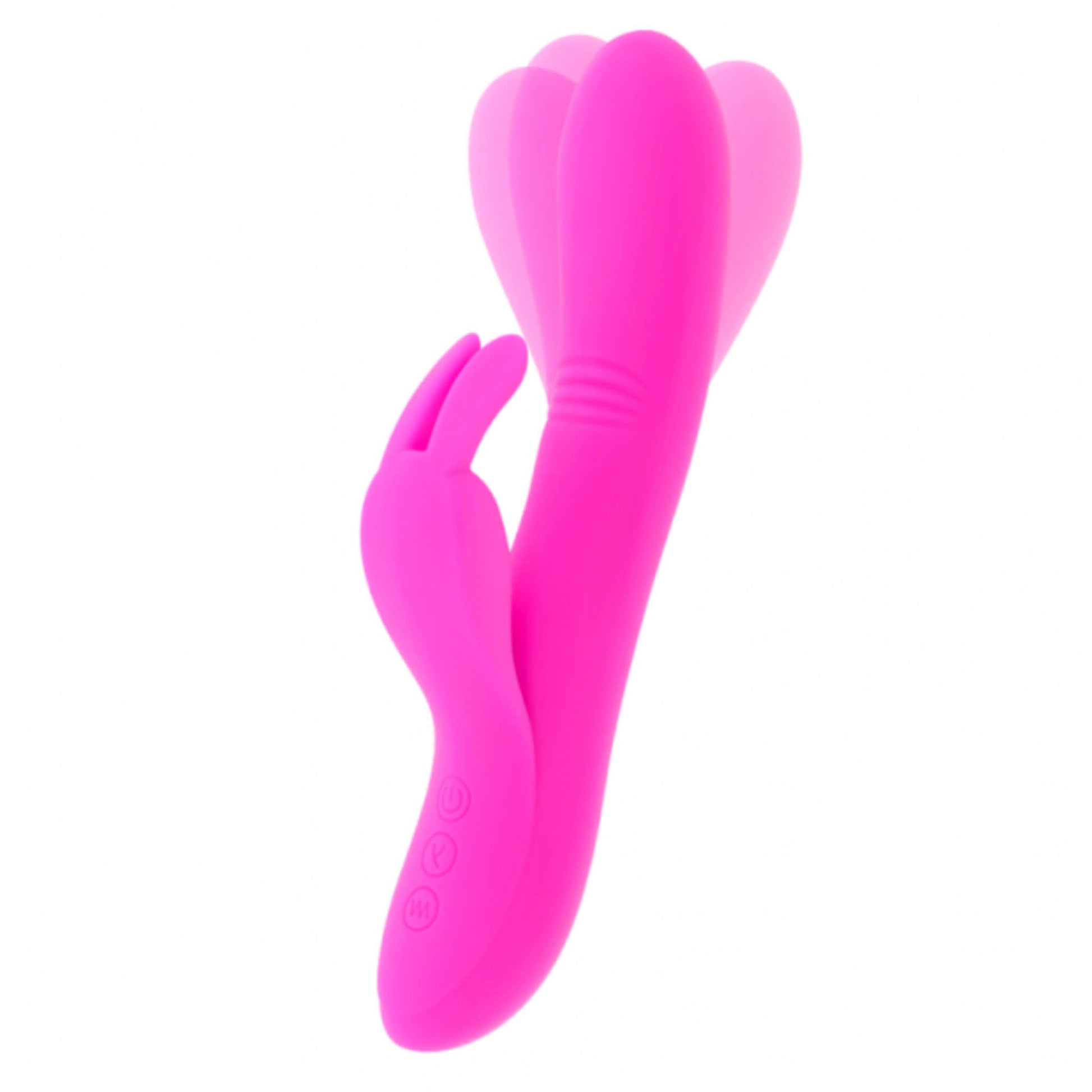 Consolador Vibrador Conejo Doble Punto G Rosa Movimiento Recargable