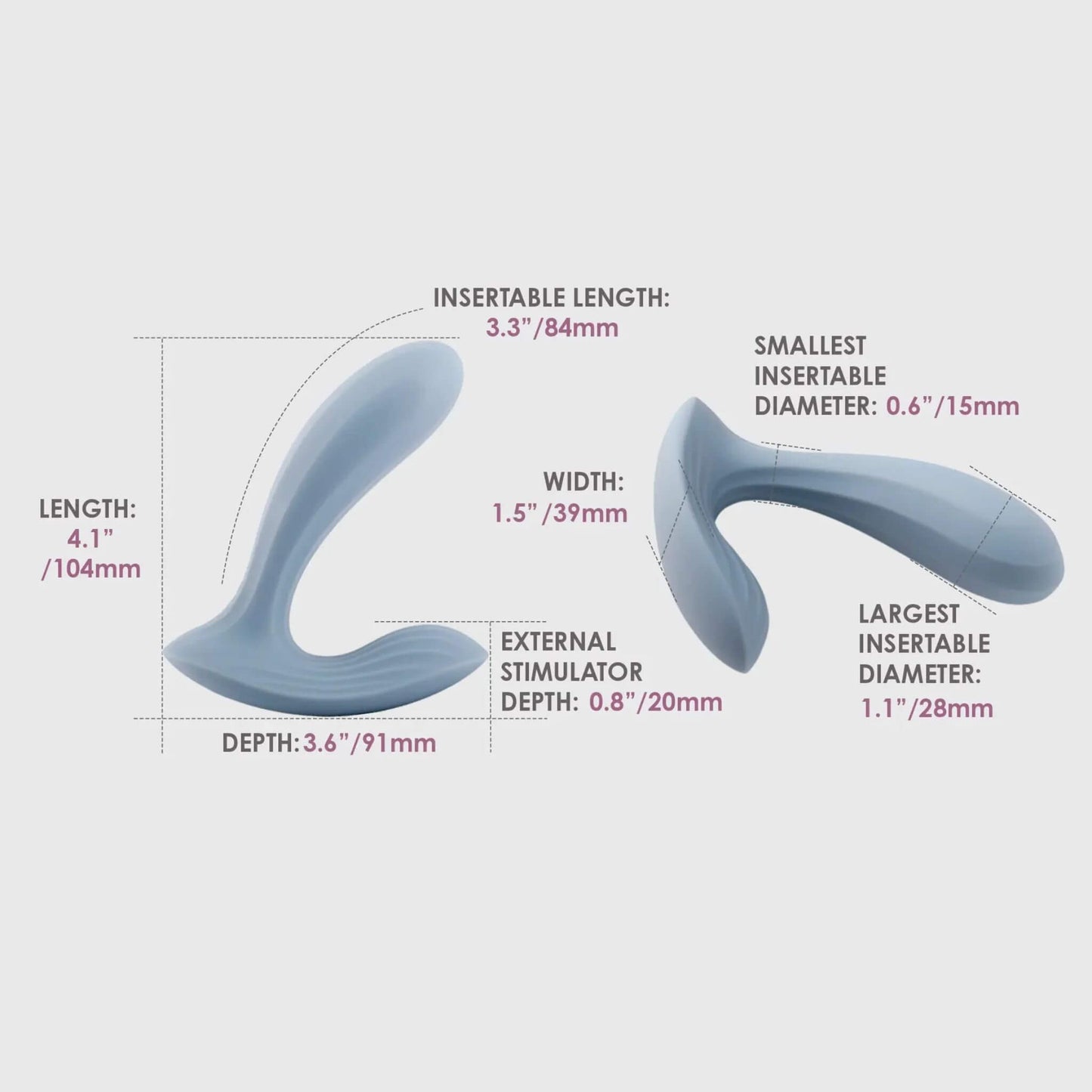 Vibrador Anal Masaje de Prostata Medidas
