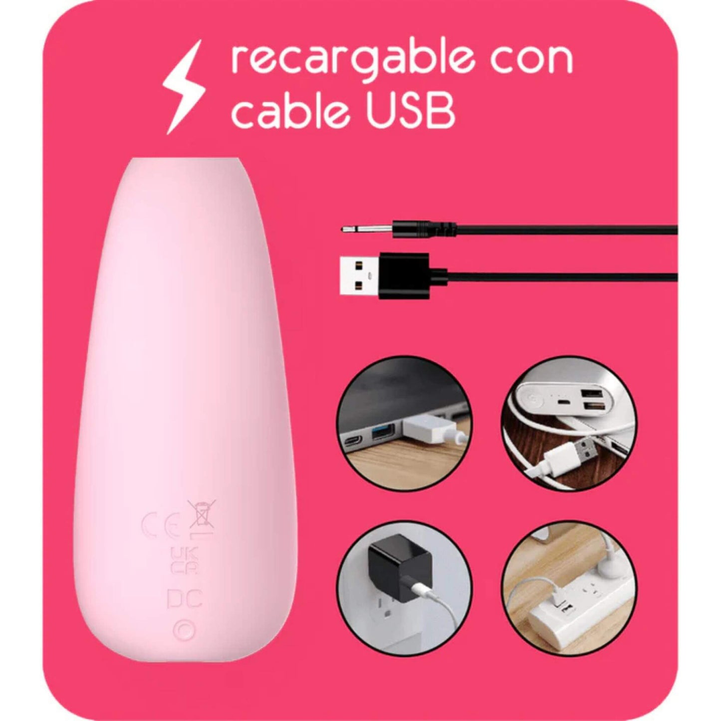 GEA Vibrador Clítoris Ergonómico Rosa Recargable