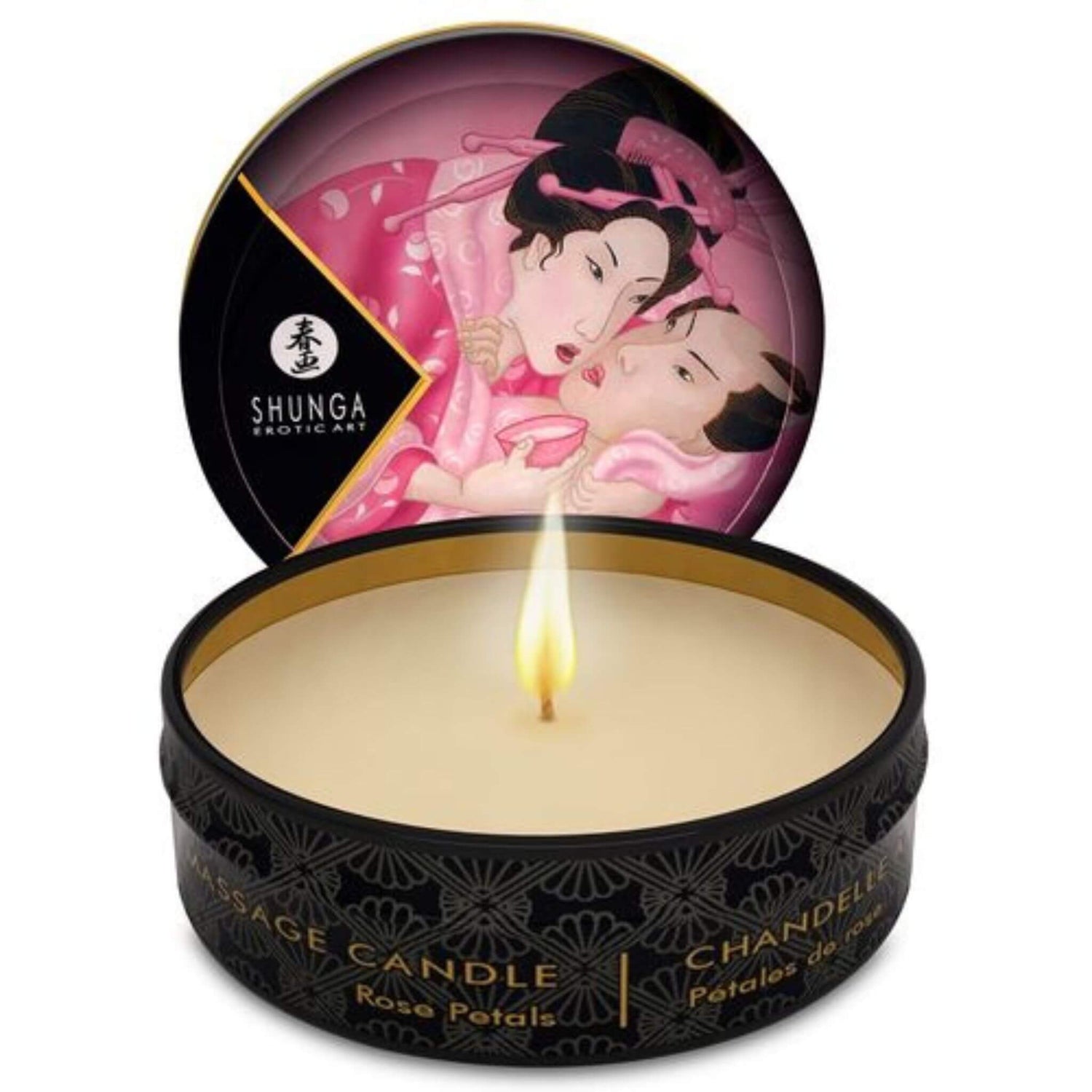 Shunga Vela de Masaje Aceite Rosas