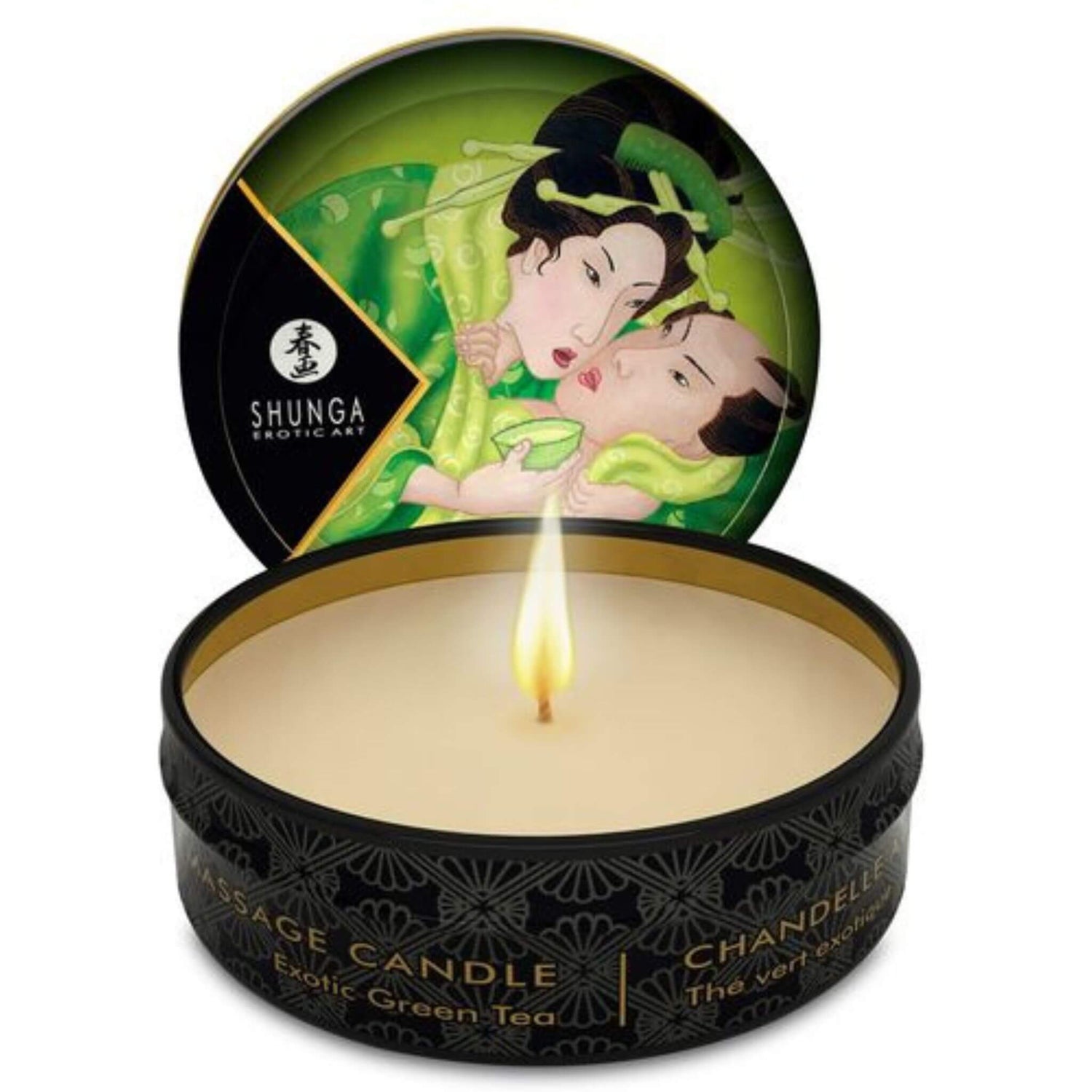 Shunga Vela de Masaje Aceite Te Verde