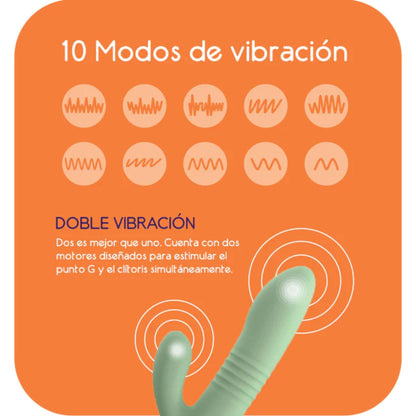 Vibrador Doble Conejito 10 Modos Vibracion Punto G