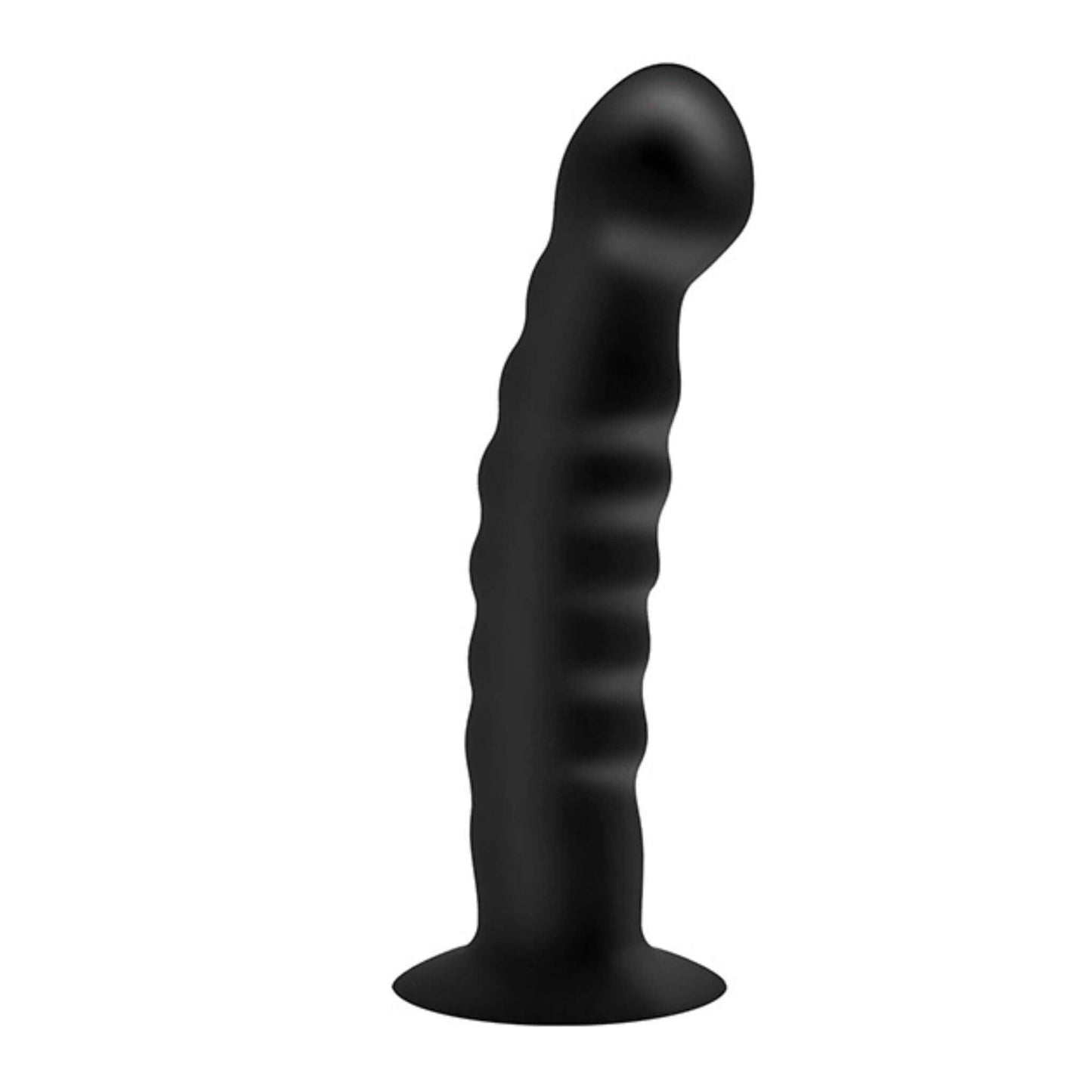 Dildo Bumpy negro de silicona con textura ondulada y ventosa