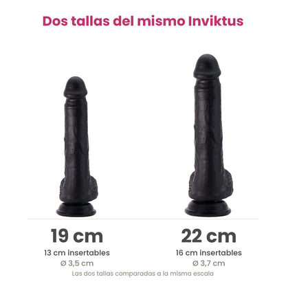 Comparativa de las dos tallas del Inviktus: 19 cm con 13 insertables y 22 cm con 16 insertables