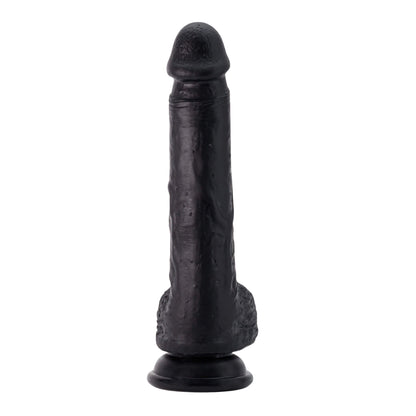 Inviktus, dildo realista negro de silicona con ventosa, visto de frente