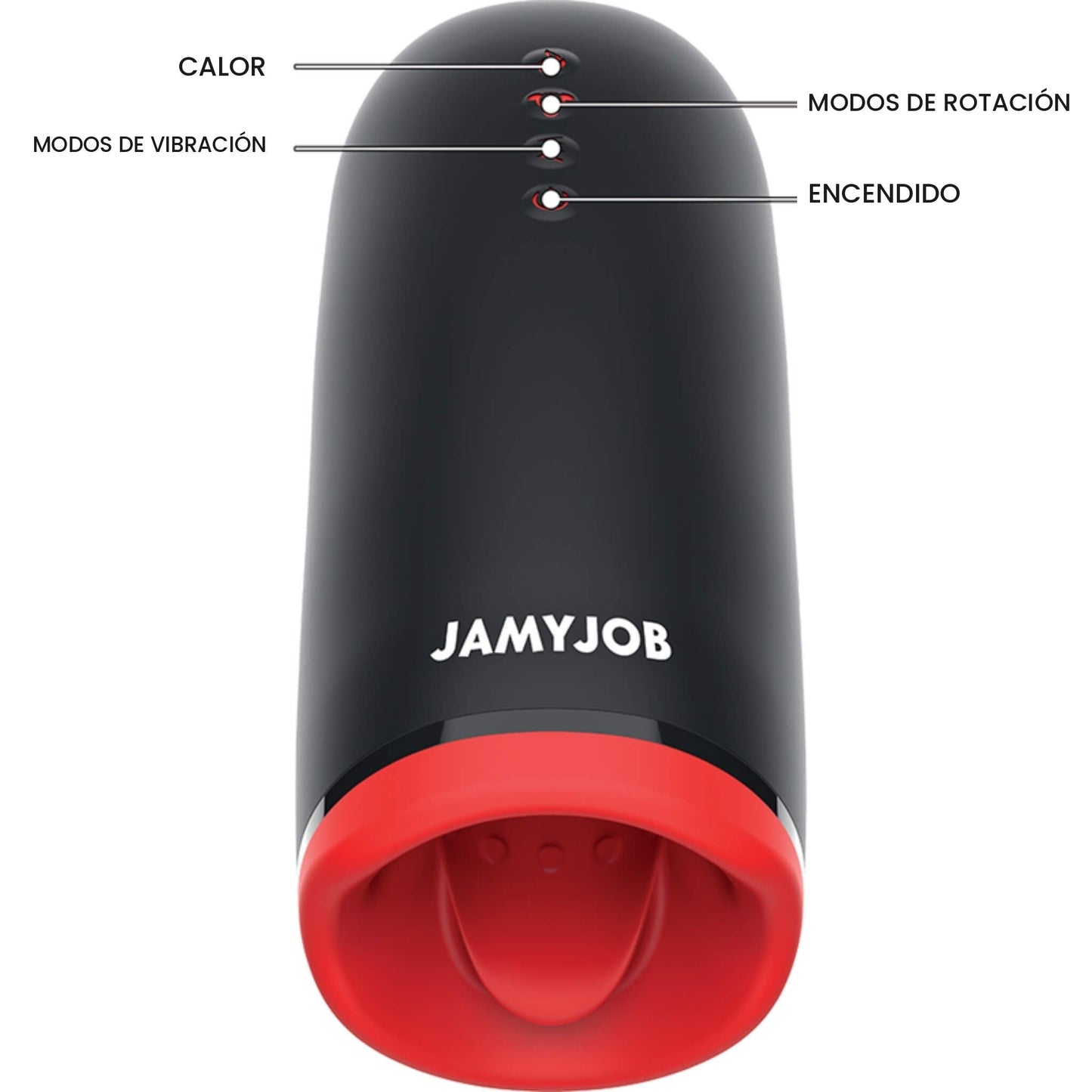 Los cuatro botones del Spin-X: calor, modos de rotación, modos de vibración y encendido