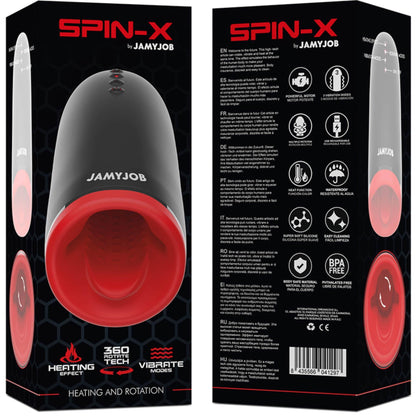 Masturbador Spin-X de Jamyjob con su embalaje