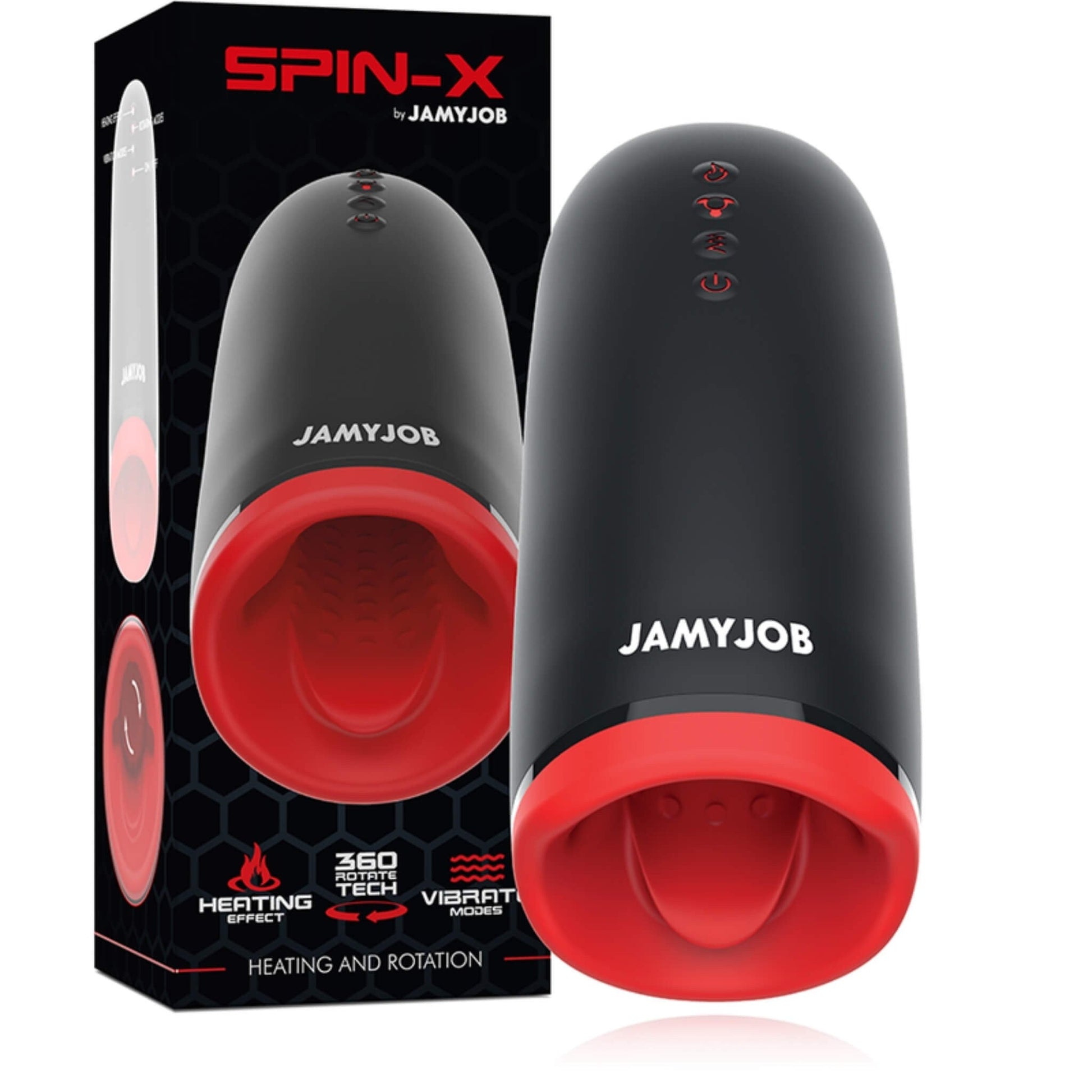 Caja del Spin-X de Jamyjob junto al masturbador