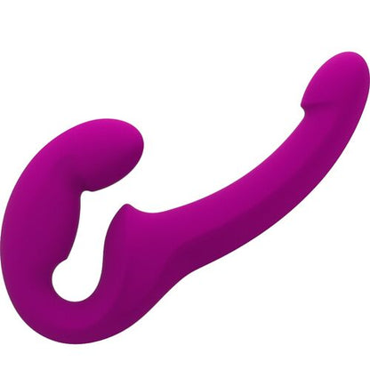 Share Lite morado de Fun Factory, dildo doble sin arnés, visto de lado
