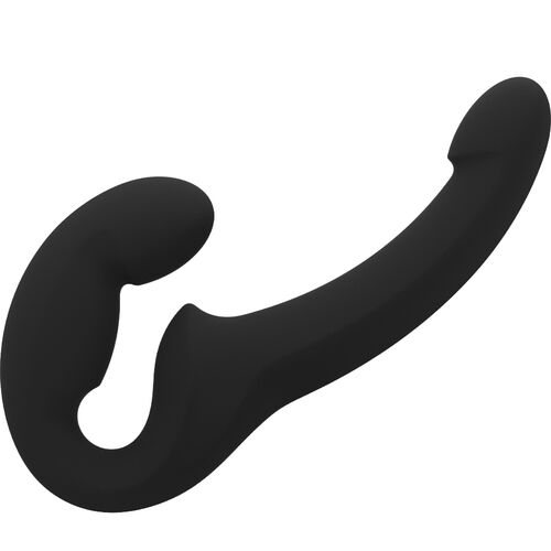 Share Lite negro de Fun Factory, dildo doble sin arnés, visto de lado