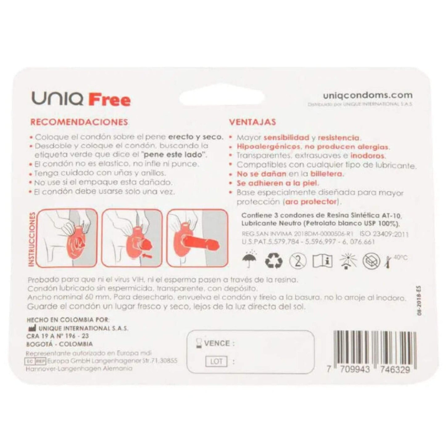 UNIQ PRESERVATIVOS SIN LÁTEX