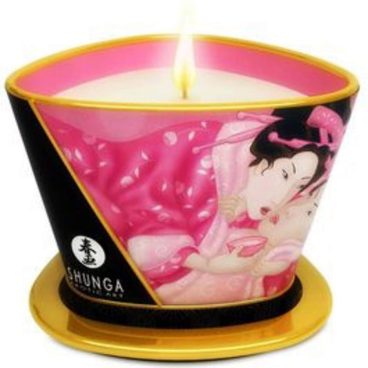 Shunga Vela de Masaje Aceite Rosas