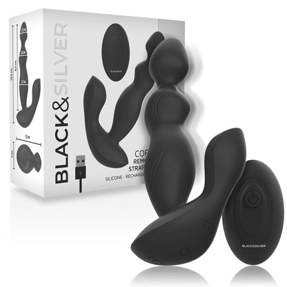 Caja del Cora de Black&Silver con el esquema de medidas y el cable USB