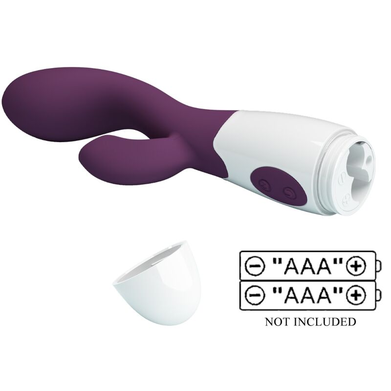 Brighty tumbado junto a su tapa y las dos pilas AAA, que no van incluidas