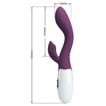 Esquema de Brighty con sus medidas: 200 mm de largo, 34 mm de ancho y 105 mm insertables