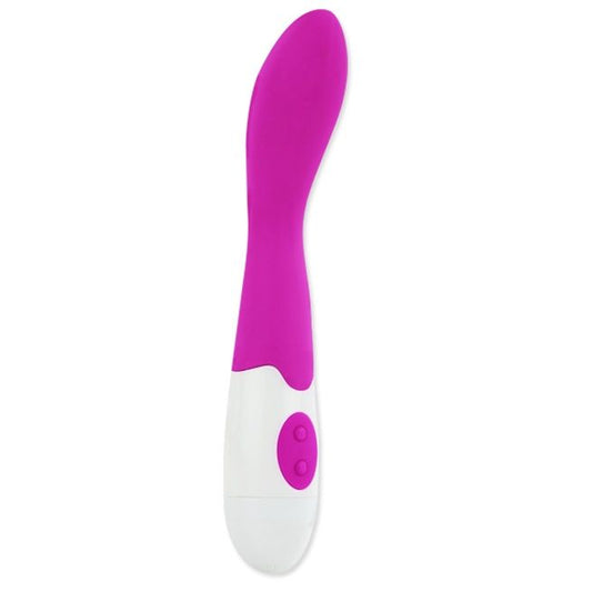 Vibrador Bishop Lila con cuerpo de silicona lila y mango blanco, entero