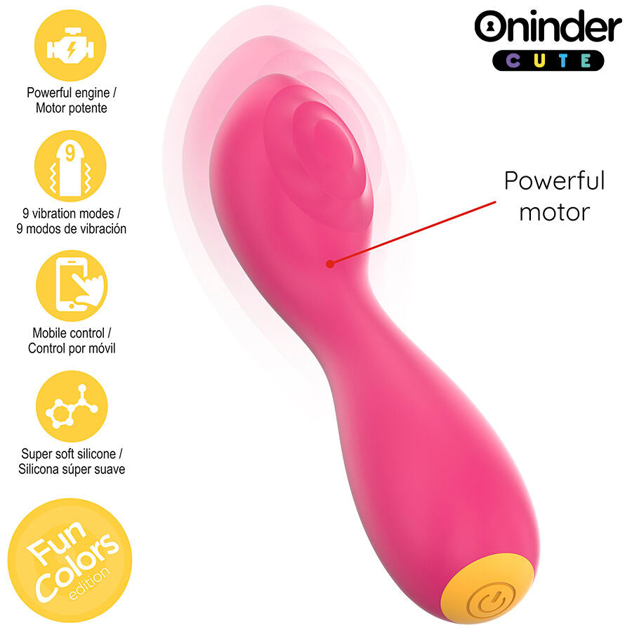 Vibrador Love Buddy en rosa con base amarilla, cuerpo entero