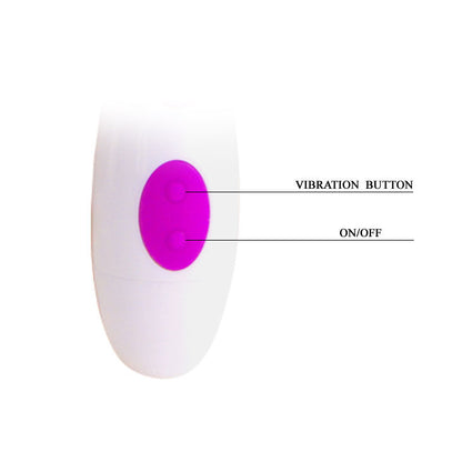 Mango blanco del vibrador Arthur con el botón lila de encendido y vibración
