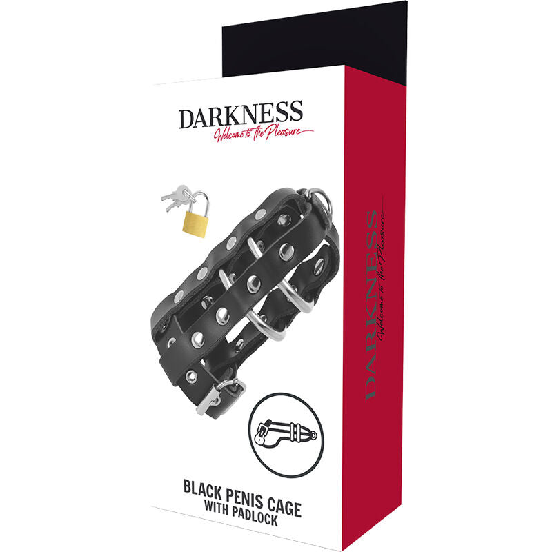 Caja de la jaula de castidad de cuero Darkness