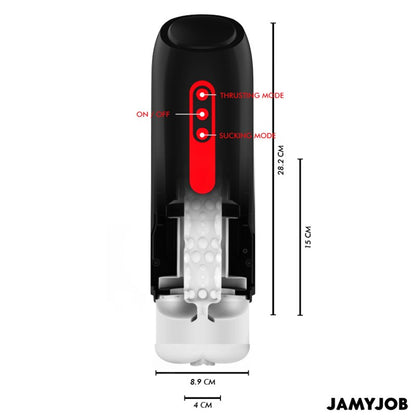 Masturbador Phantom de Jamyjob, vista lateral y botones