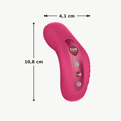 Medidas del LAYA III frambuesa: 10,8 cm de largo por 4,1 cm de ancho